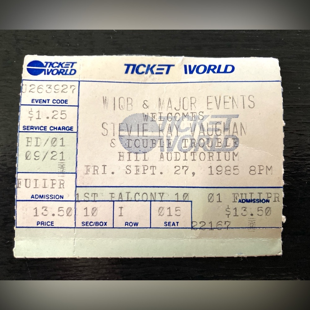 Stevie Ray Vaughan 1985 Concert Ticket Stub - Hill Auditorium Mi